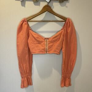 Urban Outfitters Orange Hook Clasp Long Sleeve Top Womens Size XS